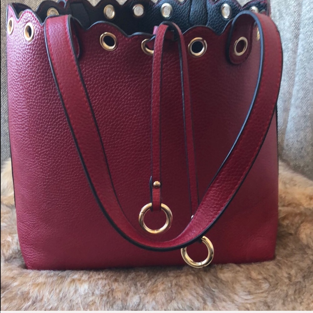 Red Leather Bucket Bag